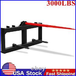 49 Hay Bale Spear Skid Steer Tractor Loader Quick Tach 3000lb Heavy Duty Attach