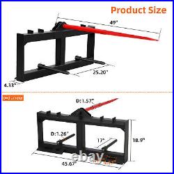 49 Hay Bale Spear Skid Steer Tractor Loader Quick Tach 3000lb Heavy Duty Attach