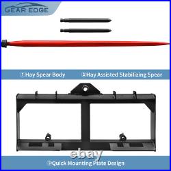 49 Hay Bale Spear Skid Steer Tractor Loader Quick Tach 3000lb Heavy Duty Attach