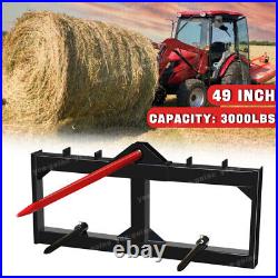 49'' Hay Bale Spear Skid Steer Tractor Loader Quick Tach Attachment Moving Hitch