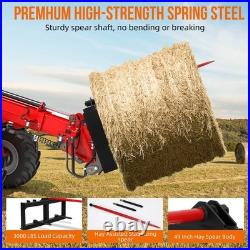 49 Hay Bale Spear Skid Steer Tractor Tach Attachment & 2pc 17 Stabilizer Forks