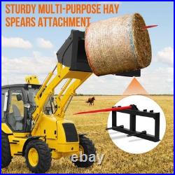 49 Hay Bale Spear Skid Steer Tractor Tach Attachment & 2pc 17 Stabilizer Forks