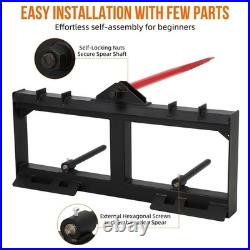 49 Hay Bale Spear Skid Steer Tractor Tach Attachment & 2pc 17 Stabilizer Forks