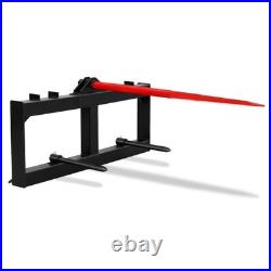 49 Hay Bale Spear Skid Steer Tractor Tach Attachment & 2pc 17 Stabilizer Forks