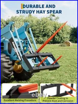 49 Hay Spear Attach Skid Steer Loader Tractor 2pcs 17 Stabilizer Spears Forks
