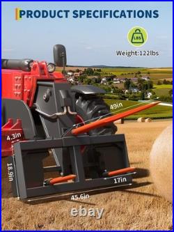 49 Hay Spear Attach Skid Steer Loader Tractor 2pcs 17 Stabilizer Spears Forks