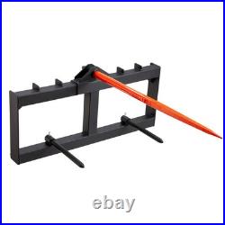 49 Hay Spear Bale Forks 1600lbs Capacity Skid Steer Tractor Attachment with Stabi