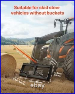 49 Hay Spear Bale Forks 1600lbs Capacity Skid Steer Tractor Attachment with Stabi
