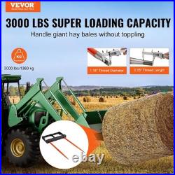 49 Hay Spear Bale Spears Skid Steer Loader Tractor Attachment 3000lbs