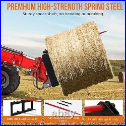 49 Hay Spear Bale Spears Skid Steer Loader Tractor Attachment Rate 4000 LB