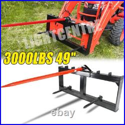 49 Tractor Hay Spear Skid Steer Loader Quick Attach for Bobcat Tractor 3000lbs