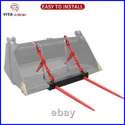 49 Universal Dual Tine Hay Bale Spear Front Loader Tractor Bucket Attachment