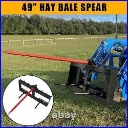 49 inch Universal Hay Bale Spear Tractor Skid Steer Loader Mover Spike 3000LBS