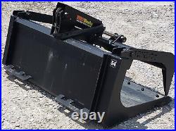 54 Single Cylinder Solid Bottom Bucket Grapple Attachment Fits Skid Steer QA