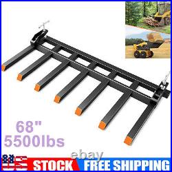 5500lbs 68 Tractors Clamp On Debris Forks Loader Bucket Skid Steer Quick Attach