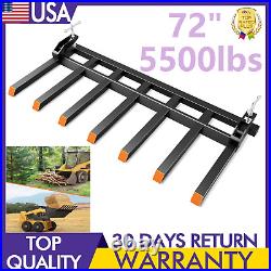 5500lbs 72 Tractors Clamp On Debris Forks Skid Steer Loader Bucket Quick Attach