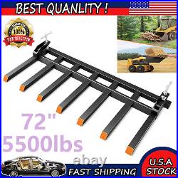 5500lbs 72 Tractors Clamp On Skid Steer Debris Forks Loader Bucket Quick Attach