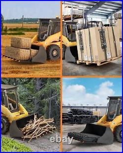 5500lbs 72 Tractors Clamp On Skid Steer Debris Forks Loader Bucket Quick Attach