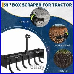 55 Inch Box Blade for Tractor Heavy Duty Land Leveler With 6 Adjustable Shanks