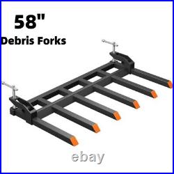 58 Clamp on Debris Forks to 4000lbs Pallet Tractor for Loader Bucket Skid Steer