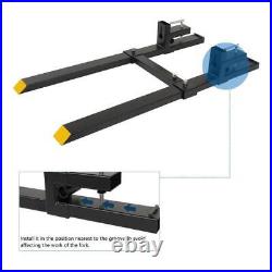 60 1500lbs Clamp on Pallet Forks with Adjustable Stabilizer Bar Loader Bucket