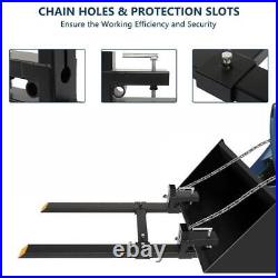 60 1500lbs Clamp on Pallet Forks with Adjustable Stabilizer Bar Loader Bucket