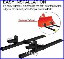 60 2000lbs Clamp-on Pallet Forks 60inch For Skid Steer Loader Bucket Tractor