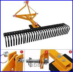 60 3 Point Landscape Rock Rake Category 1 Tractor Attachment Soil Gravel Lawn