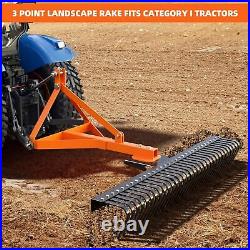 60'' 3 Point Landscape Rock Rake Fit For Category 1 Compact Tractors Loader