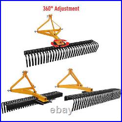 60'' 3 Point Landscape Rock Rake Fit For Category 1 Compact Tractors Loader