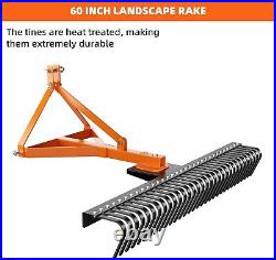 60'' 3 Point Landscape Rock Rake Fit For Category 1 Compact Tractors Loader