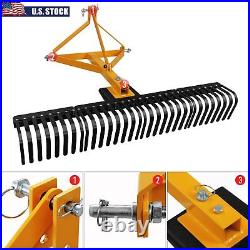 60'' 3 Point Landscape Rock Rake Fit For Category 1 Compact Tractors Loader 5 FT