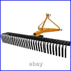 60'' 3 Point Landscape Rock Rake Fit For Category 1 Compact Tractors Loader 5 FT