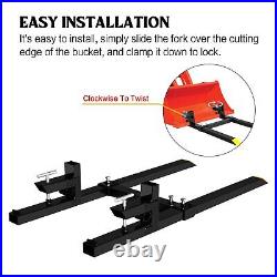 60'' 4000Lbs Tractor Pallet Forks Clamp on Skid Steer Loader Bucket Quick Attach