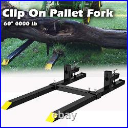 60 4000 lb Clip On Pallet Fork With Stabilizer Bar Skid Steer Loader Bucket