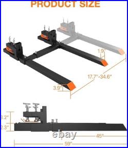 60 4000 lbs Clamp on Pallet Forks with Bar for Loader Bucket Skid Steer Tractor
