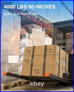 60 4000 lbs Clamp on Pallet Forks with Bar for Loader Bucket Skid Steer Tractor