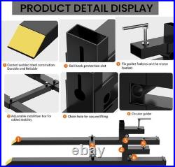 60 4000 lbs Clamp on Pallet Forks with Bar for Loader Bucket Skid Steer Tractor