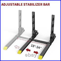 60 4000lb Clamp-on Pallet Fork With Adjustable Stabilizer Bar & Slot Guard Bar US
