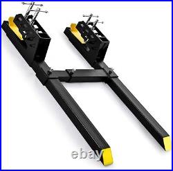 60 4000lb Clamp-on Pallet Fork With Anti-roll Bar for Tractor Bucket Skid Steer