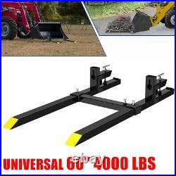 4000 Lbs 60" Pallet Forks Clamp-On For Skid Steer Loader Bucket – Heavy Duty Steel, Quick Attach
