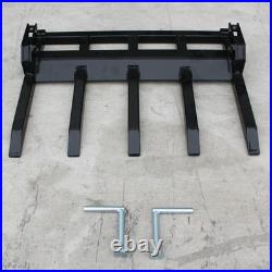 42" Heavy Duty Pallet Forks Clamp-On Attachment For Skid Steer, Tractor Bucket - 5 Forks, 2500 LBS Capacity