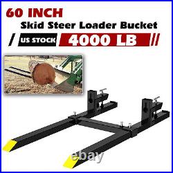 60 Clamp-on Pallet Forks 4000lbs 60inch For Skid Steer Loader Bucket Tractor