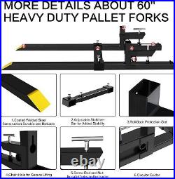 60'' Clamp on Pallet Forks 4000lbs Heavy Duty Loader Pallet Forks for Skid Steer