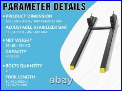 60 Clamp on Pallet Forks 4500lbs for Loader Bucket Tractor with Adjustable Bar