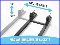 60 Clamp on Pallet Forks 4500lbs for Loader Bucket Tractor with Adjustable Bar