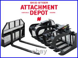 60 Root Grapple Bucket and 42 Long Pallet Forks Attachment Combo Quick Attach