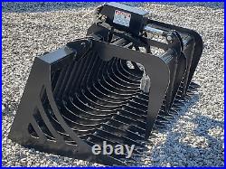 60 Single Cylinder Compact Tractor Rock Bucket Grapple Fits Skid Steer Loader