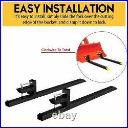 60 Tractor Pallet Forks 4000Lbs Skid Steer Loader Attachment Clamp On Bucket US