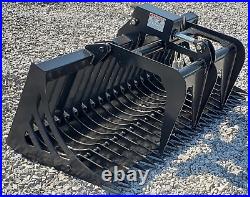 66 Single Cylinder Compact Tractor Rock Bucket Grapple Fits Skid Steer Loader